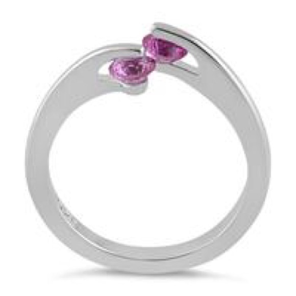 Sterling Silver 925 “Double Round” Ruby CZ Ring Size: 8 - Picture 3 of 6